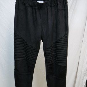 Moto Velour Black Leggings